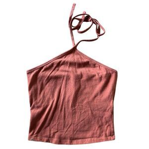 Hollister NWOT Cropped Halter Top - Terracotta, Small (S)